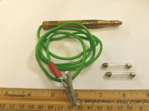 AMTEST 6-12-24 Volt CIRCUIT TESTER / Brass Body / 2 Spare Bulbs (Aviation)